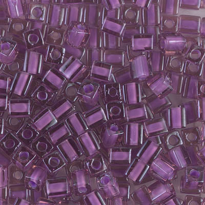 4mm Lilac Lined Amethyst Miyuki Cube Bead (125 Gm) #2650