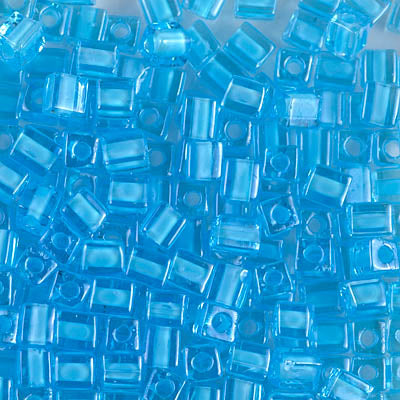 4mm Sky Blue Lined Aqua Miyuki Cube Bead (125 Gm) #2652