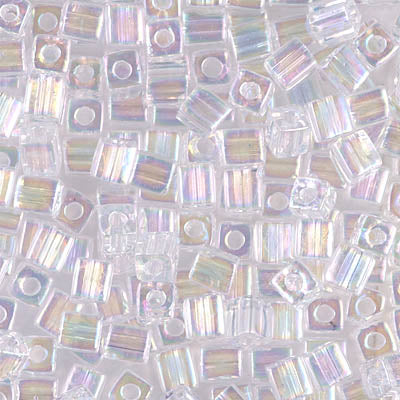 4mm Transparent Pale Pink AB Miyuki Cube Bead (125 Gm) #265
