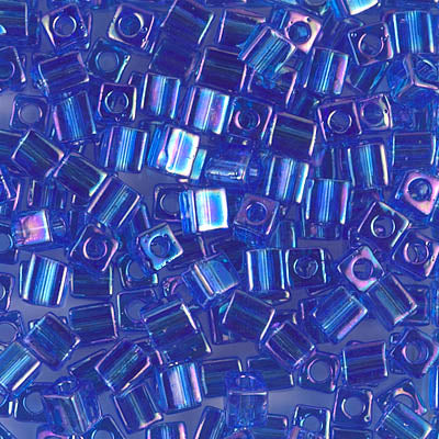 4mm Transparent Sapphire AB Miyuki Cube Bead (125 Gm) #290
