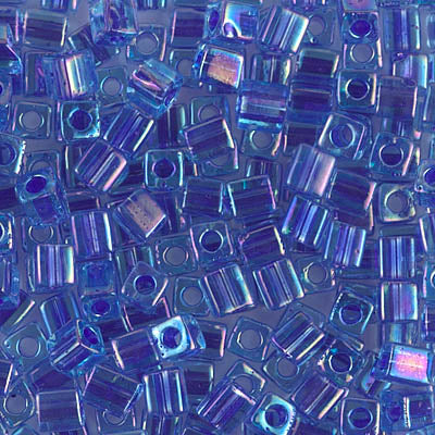 4mm Cobalt Lined Sapphire AB Miyuki Cube Bead (125 Gm) #353