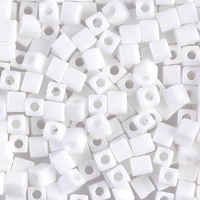 4mm White Miyuki Cube Bead (125 Gm) #402