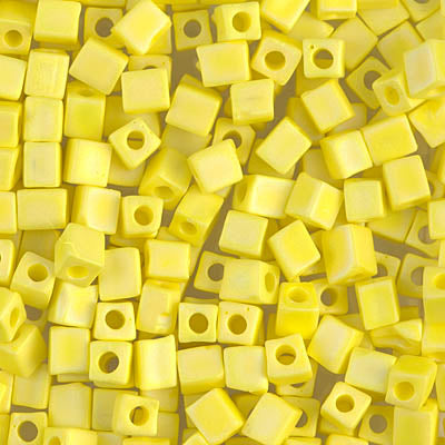 4mm Matte Opaque Yellow AB Miyuki Cube Bead (125 Gm) #404FR