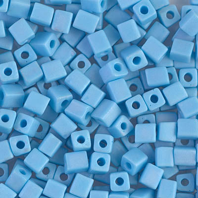 4mm Matte Opaque Turquoise Blue AB Miyuki Cube Bead (125 Gm) #413FR