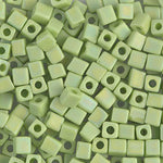 4mm Matte Opaque Chartreuse AB Miyuki Cube Bead (125 Gm) #416FR