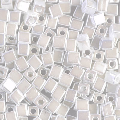 4mm White Pearl Ceylon Miyuki Cube Bead (125 Gm) #420