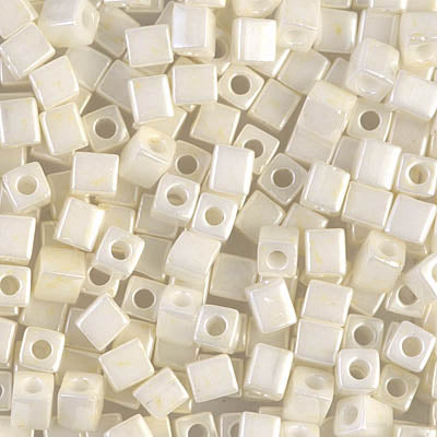 4mm Cream Ceylon Miyuki Cube Bead (125 Gm) #421