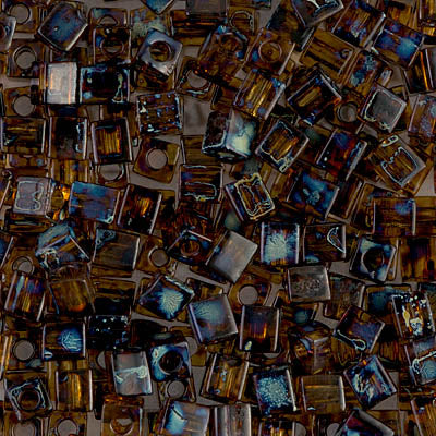 4mm Transparent Dark Topaz Picasso Miyuki Cube Bead (125 Gm) #4502