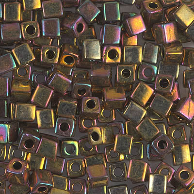1.8mm Metallic Gold Iris Miyuki Cube Bead (125 Gm) #462