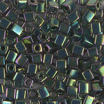 4mm Metallic Dark Green Iris Miyuki Cube Bead (125 Gm) #465