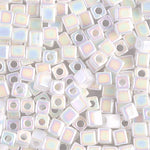 4mm White Pearl AB Miyuki Cube Bead (125 Gm) #471
