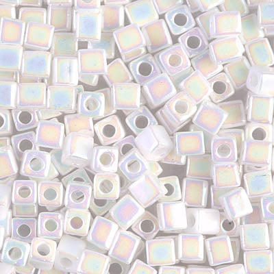 1.8mm White Pearl AB Miyuki Cube Bead (125 Gm) #471