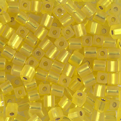 4mm Matte Silver Lined Yellow Miyuki Cube Bead (125 Gm) #6F