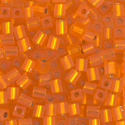 3mm Matte Silver Lined Orange Miyuki Cube Bead (125 Gm) #8F