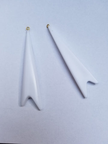 63mm White Elongated Notched Triangle with Loop (2 Pcs) #2856A-General Bead
