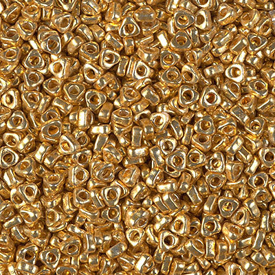 2.8mm Duracoat Galvanized Gold Miyuki Triangle Spacer Beads (125 Gm) #SPTR28-4202