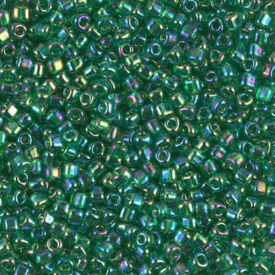 8/0 Green AB Miyuki Triangle Seed Bead (20 Gm, 250 Gm) #TD1154