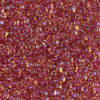 8/0 Light Cranberry Lined Topaz Luster Miyuki Triangle Seed Bead (125 Gm) #1163