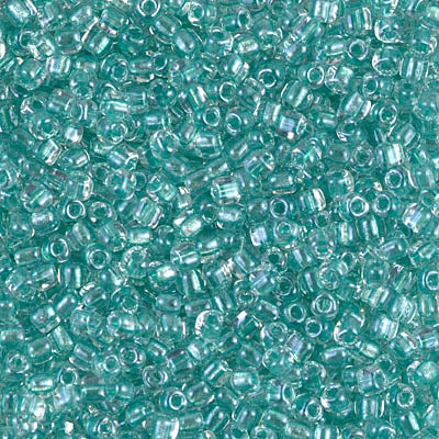 8/0 Sparkling Aqua Green Lined Crystal Miyuki Triangle Seed Bead (125 Gm) #1528