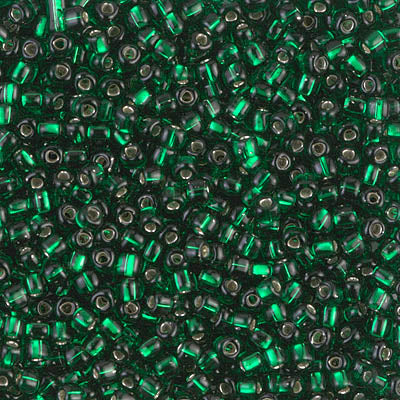 8/0 Silver Lined Dark Green Miyuki Triangle Seed Bead (125 Gm) #1806