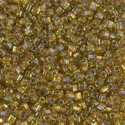 8/0 Sparkling Topaz Lined Chartreuse Luster Miyuki Triangle Seed Bead (125 Gm) #1817
