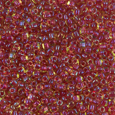 10/0 Light Cranberry Lined Peridot Miyuki Triangle Seed Bead (125 Gm) #1820