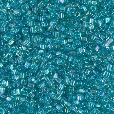 8/0 Sparkling Aqua Lined Aqua AB Miyuki Triangle Seed Bead (125 Gm) #1822