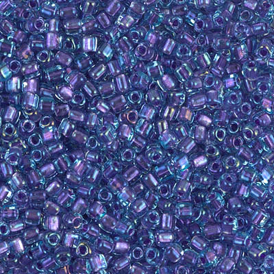 8/0 Sparkling Purple Lined Aqua Luster Miyuki Triangle Seed Bead (125 Gm) #1827