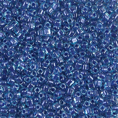 8/0 Blue Lined Aqua Miyuki Triangle Seed Bead (125 Gm) #1828