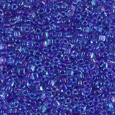 8/0 Sparkling Violet Lined Aqua AB Miyuki Triangle Seed Bead (125 Gm) #1829