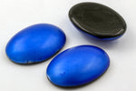 Vintage 18mm x 25mm Brushed Metallic Blue Oval Cabochon #XS102-C