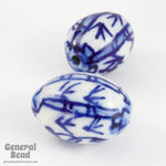 13mm x 18mm Blue and White Porcelain Panda Oval Bead-General Bead