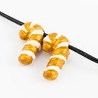 14mm Gold Ceramic Candy Cane Bead #AAU103C-General Bead