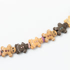 12mm Tan/Purple Ceramic Gingerbread Person Bead #AAU105B