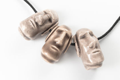 14mm x 24mm Ceramic Moai Head Bead #AAU108