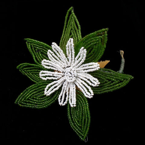 4.5" White Antique French Beaded Daisy-General Bead
