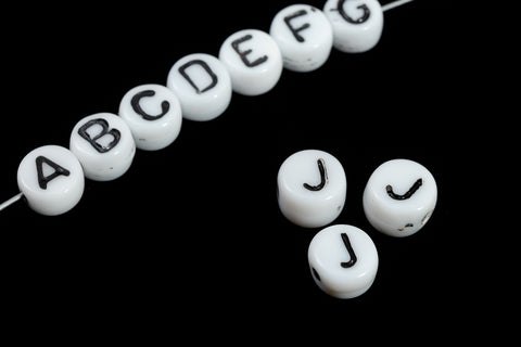 6mm Glass "J" Alphabet Bead #ADB210