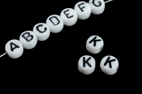 6mm Glass "K" Alphabet Bead #ADB211