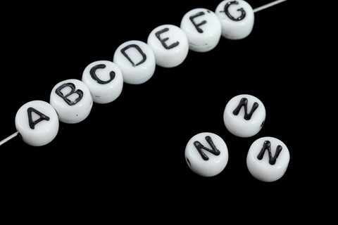 6mm Glass "N" Alphabet Bead #ADB214