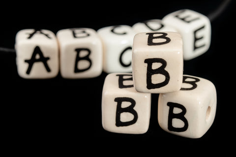 12mm Ceramic "B" Alphabet Bead #ABD102