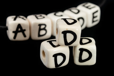 12mm Ceramic "D" Alphabet Bead #ABD104