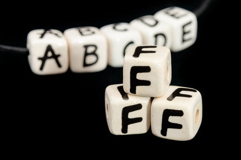 12mm Ceramic "F" Alphabet Bead #ABD106