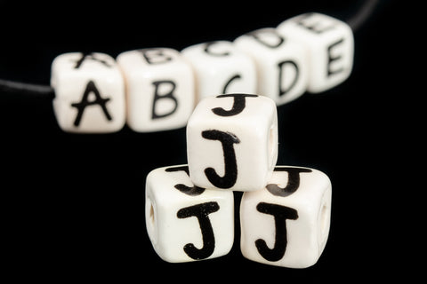 12mm Ceramic "J" Alphabet Bead #ABD110