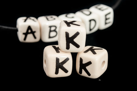 12mm Ceramic "K" Alphabet Bead #ABD111
