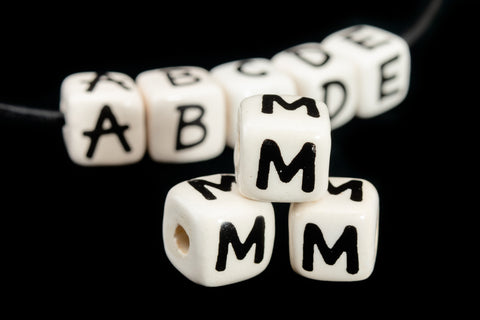 12mm Ceramic "M" Alphabet Bead #ABD113