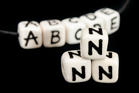 12mm Ceramic "N" Alphabet Bead #ABD114