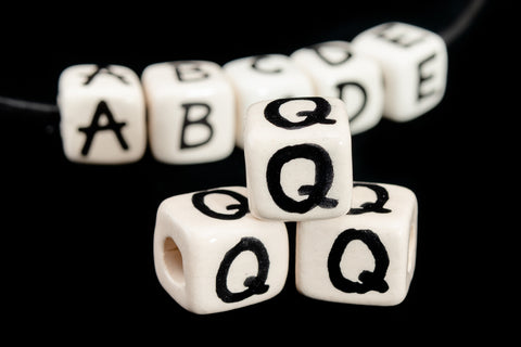 12mm Ceramic "Q" Alphabet Bead #ABD117