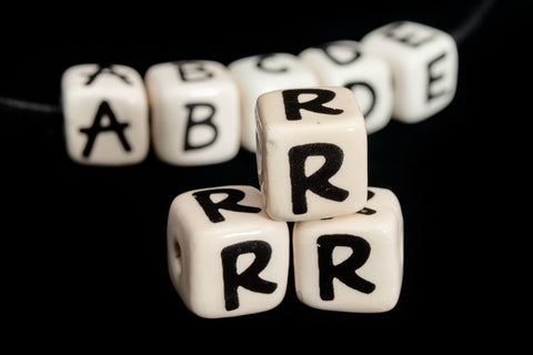 12mm Ceramic "R" Alphabet Bead #ABD118