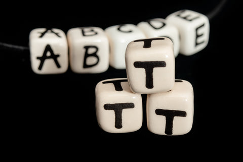 12mm Ceramic "T" Alphabet Bead #ABD120