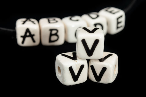12mm Ceramic "V" Alphabet Bead #ABD122